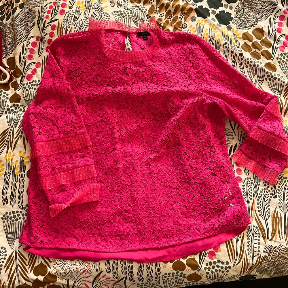 J.Crew Hot Pink Lacey Top